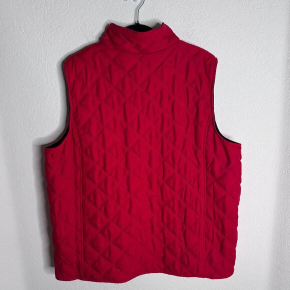 EUC Jones New York Signature Woman Quilted Vest Plus sz 3X Red Puffer Front Zip - Picture 4 of 13